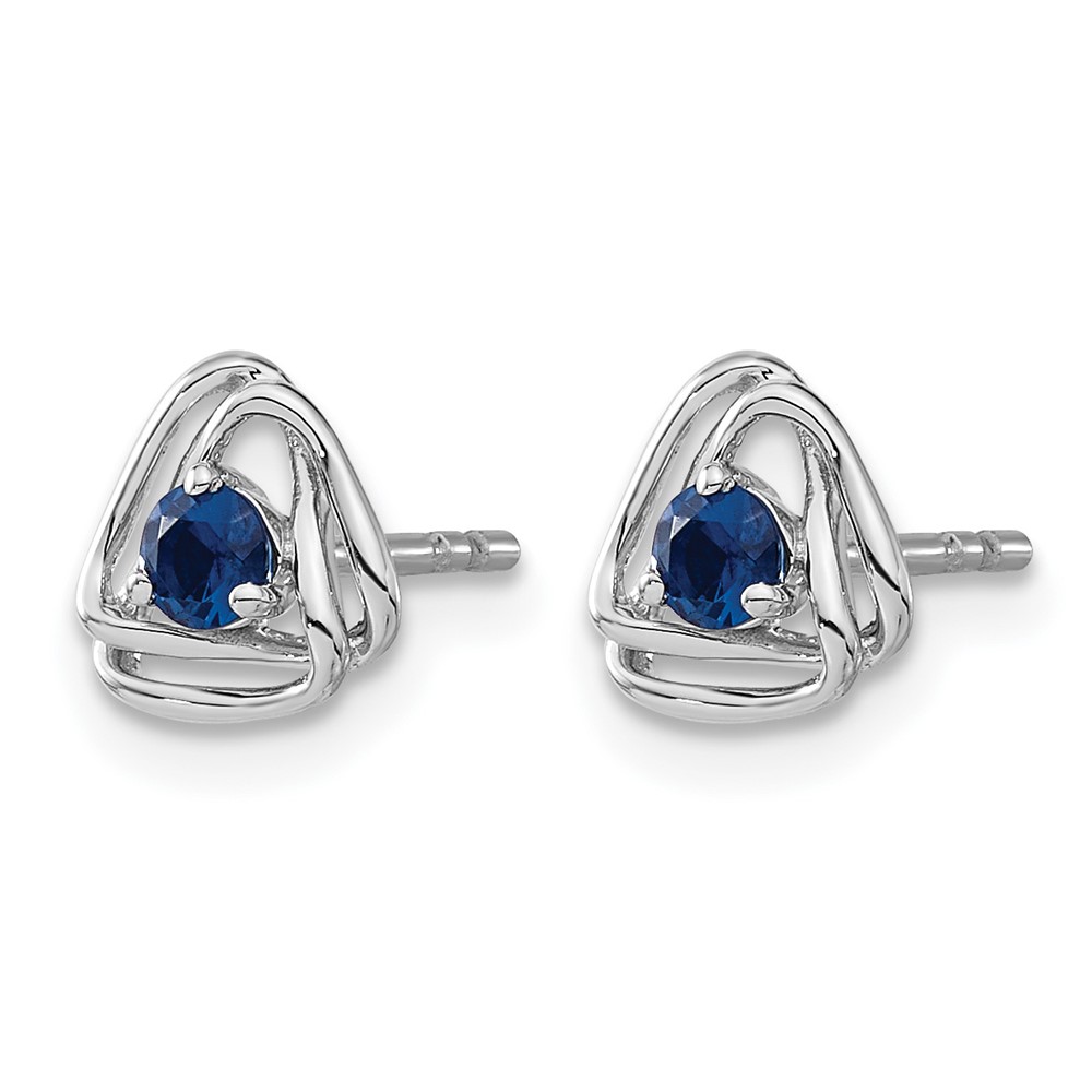 14k White Gold Created Sapphire Post Earrings (EM7395-CSA-W)