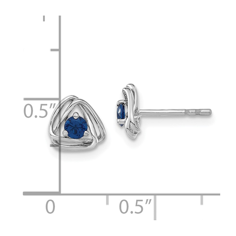 14k White Gold Created Sapphire Post Earrings (EM7395-CSA-W)