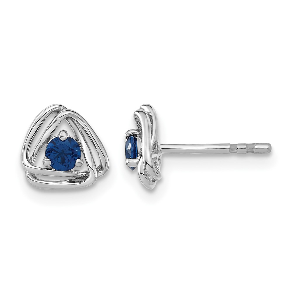 14k White Gold Created Sapphire Post Earrings (EM7395-CSA-W)