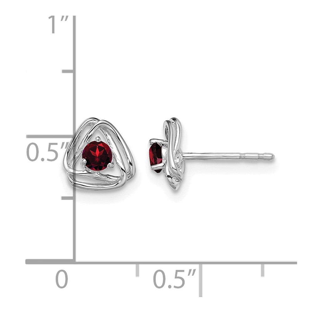 14k White Gold Garnet Post Earrings (EM7395-GA-W)