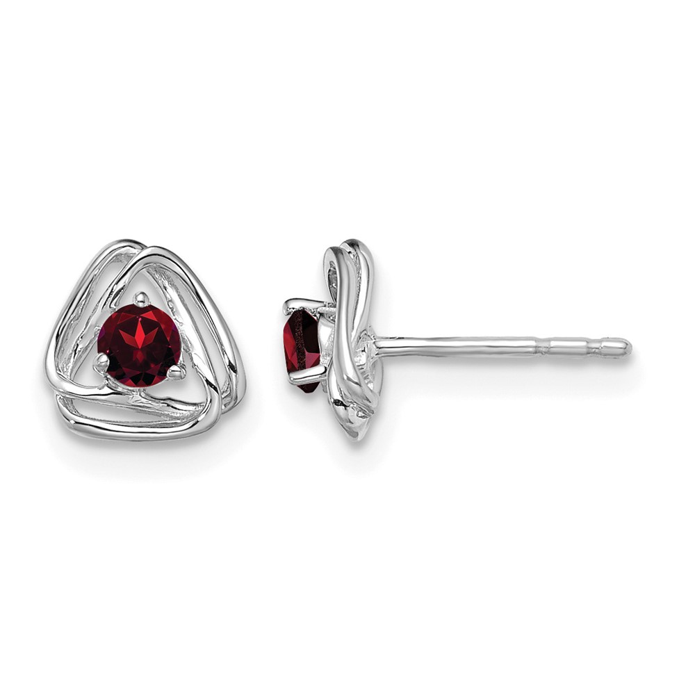 14k White Gold Garnet Post Earrings (EM7395-GA-W)