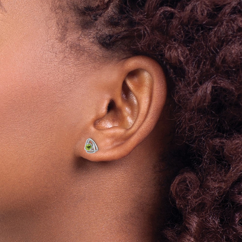 14k White Gold Peridot Post Earrings (EM7395-PE-W)