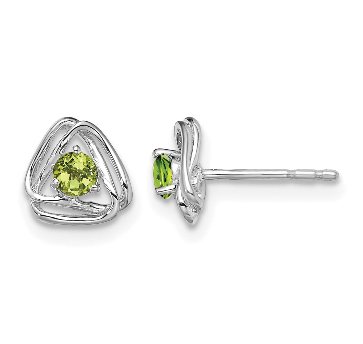 14k White Gold Peridot Post Earrings (EM7395-PE-W)