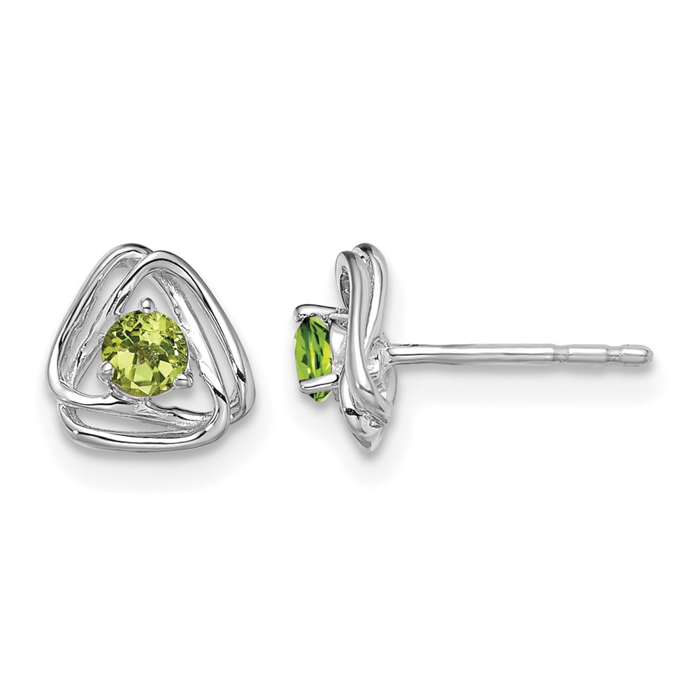 14k White Gold Peridot Post Earrings (EM7395-PE-W)