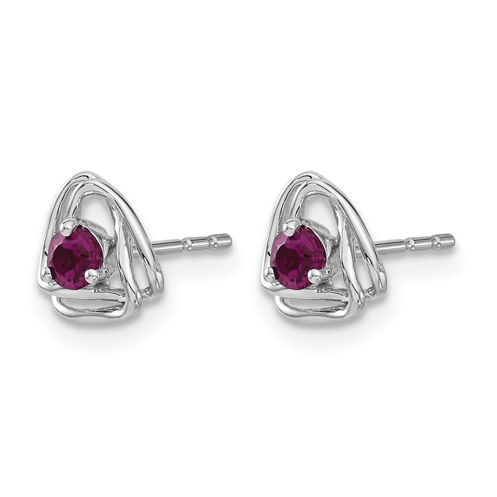14k White Gold Rhodolite Garnet Post Earrings (EM7395-RG-W)
