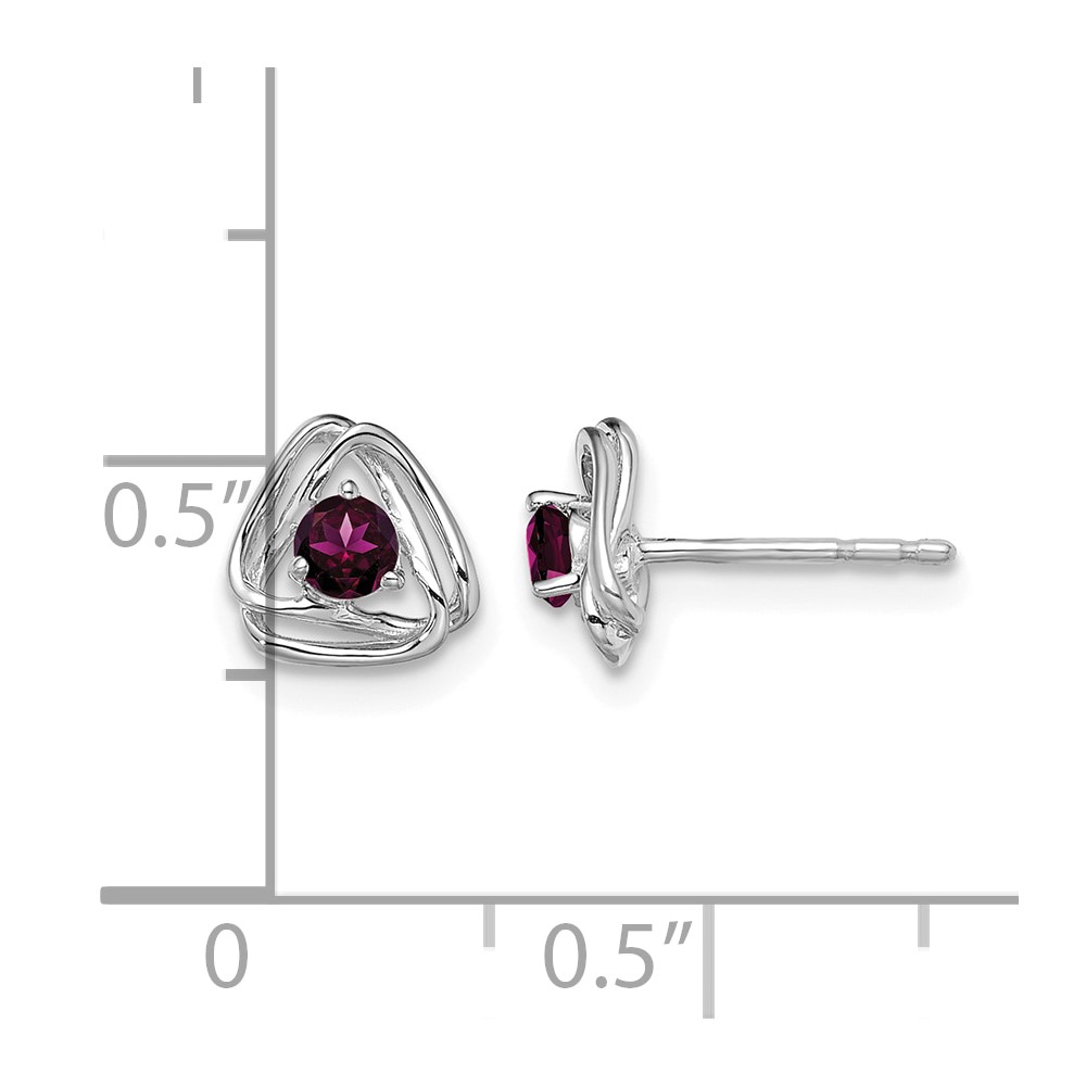 14k White Gold Rhodolite Garnet Post Earrings (EM7395-RG-W)