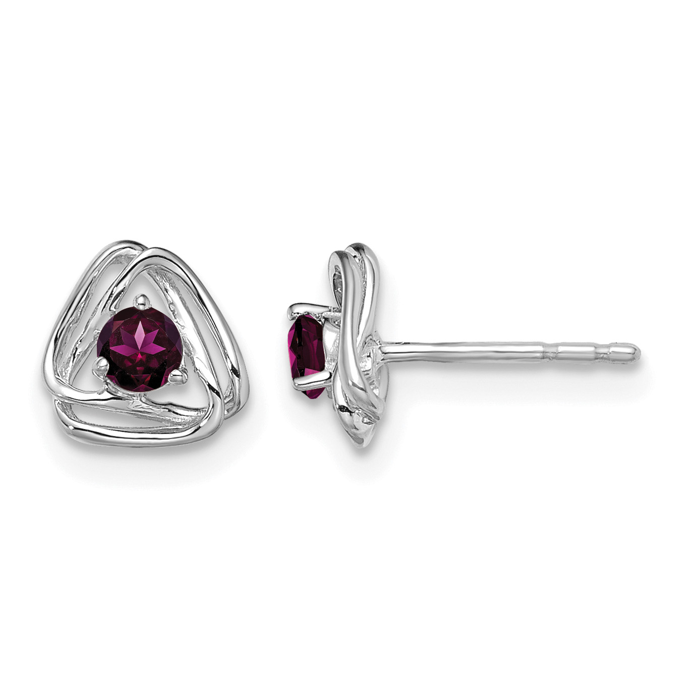 14k White Gold Rhodolite Garnet Post Earrings (EM7395-RG-W)
