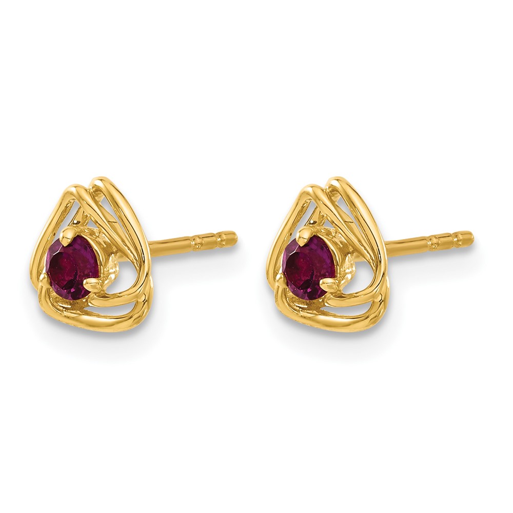 14k Rhodolite Garnet Post Earrings (EM7395-RG-Y)