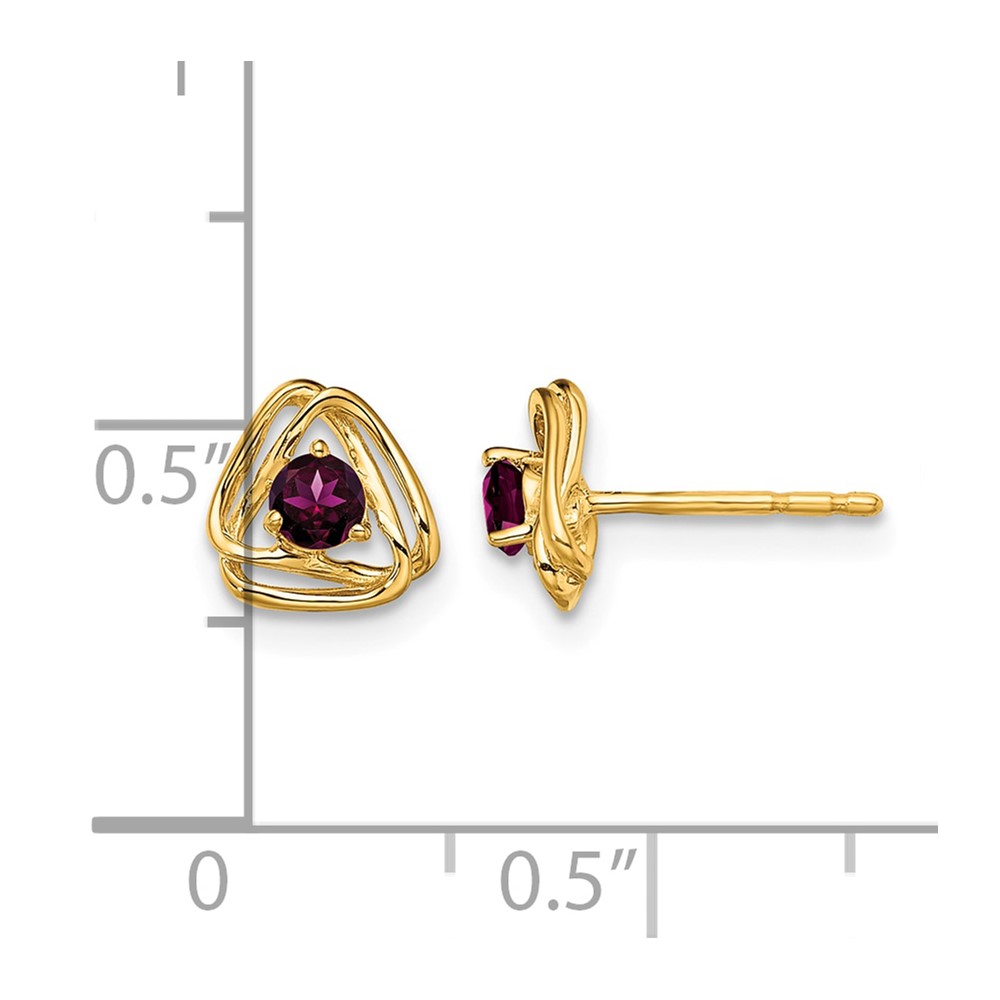 14k Rhodolite Garnet Post Earrings (EM7395-RG-Y)