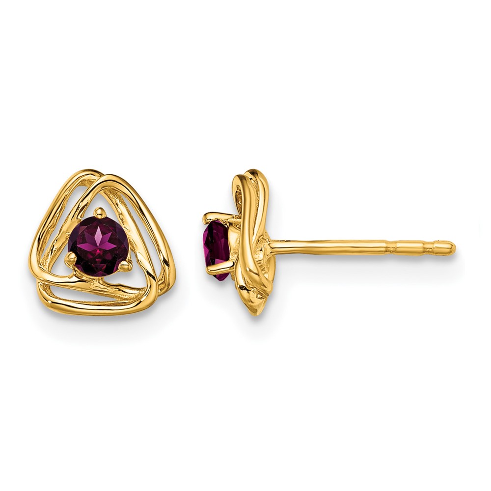 14k Rhodolite Garnet Post Earrings (EM7395-RG-Y)