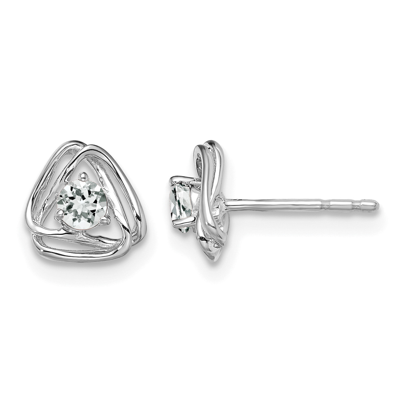 14k White Gold White Topaz Post Earrings (EM7395-WT-W)