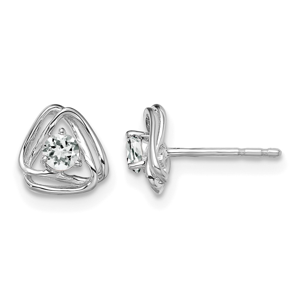 14k White Gold White Topaz Post Earrings (EM7395-WT-W)