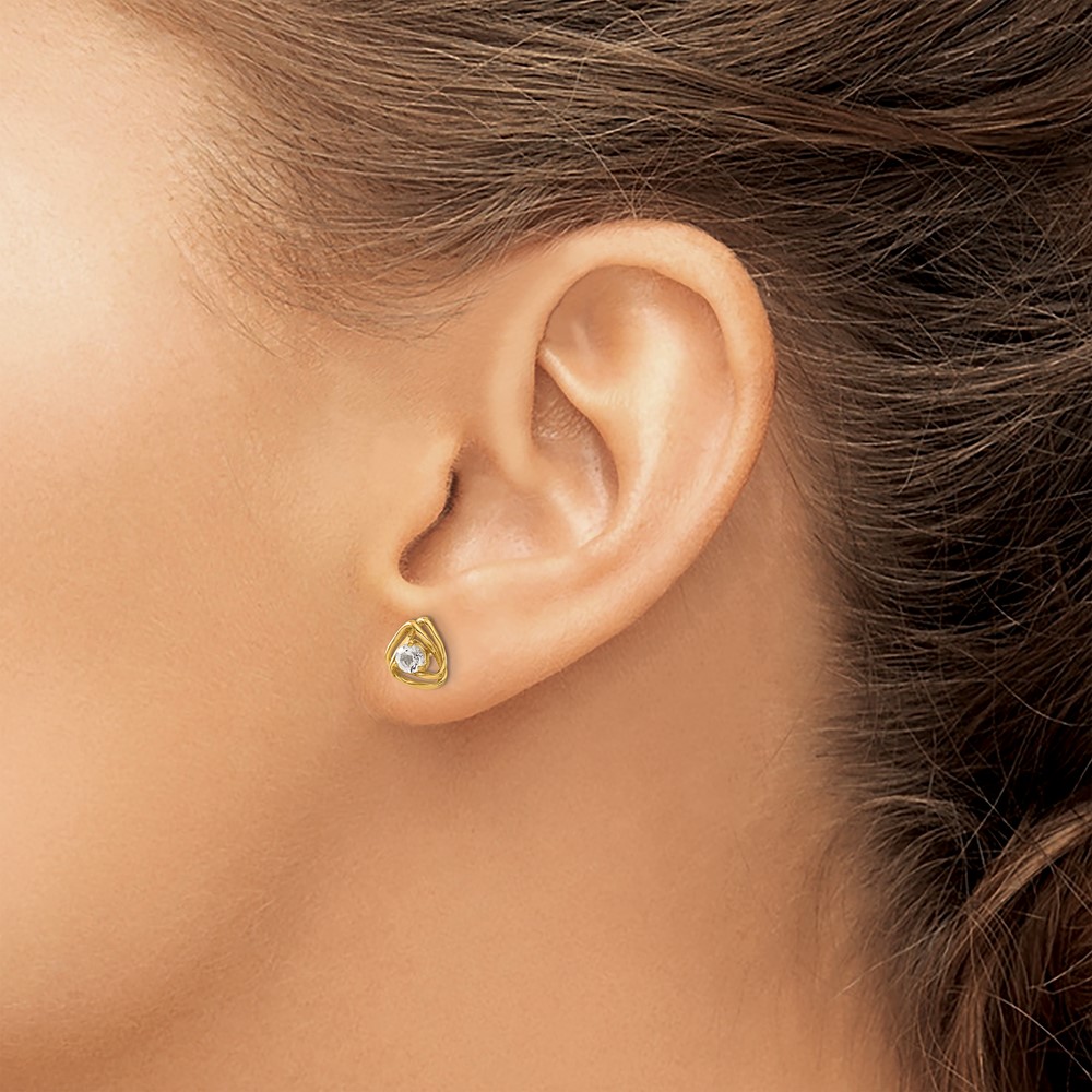 14k 1/5 carat Lab Grown Diamond VS/SI+ G+ Complete Knot Post Earrings (EM7395-020-YLG)