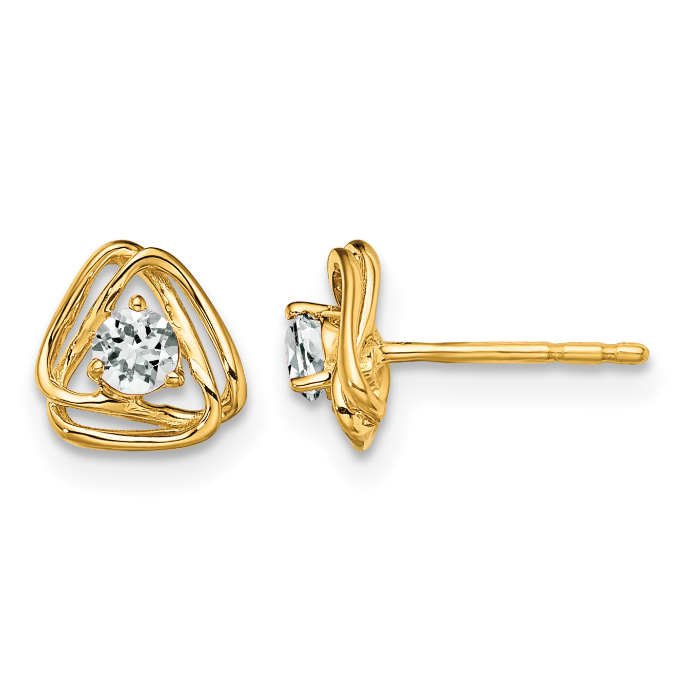 14k White Topaz Post Earrings (EM7395-WT-Y)