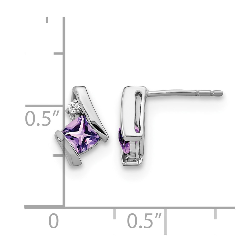 10k White Gold Cushion Amethyst and Diamond Earrings (EM7398-AM-003-1WA)