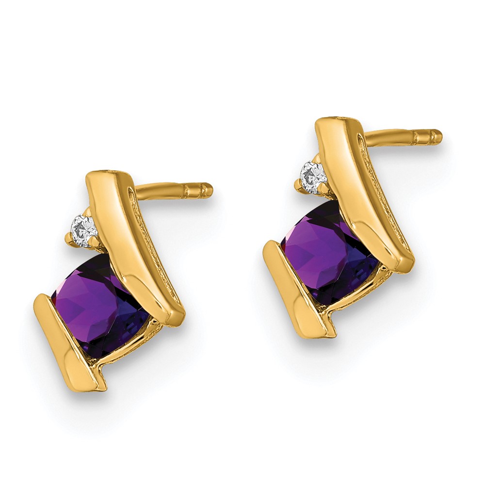 10k Yellow Gold Cushion Amethyst and Diamond Earrings (EM7398-AM-003-1YA)