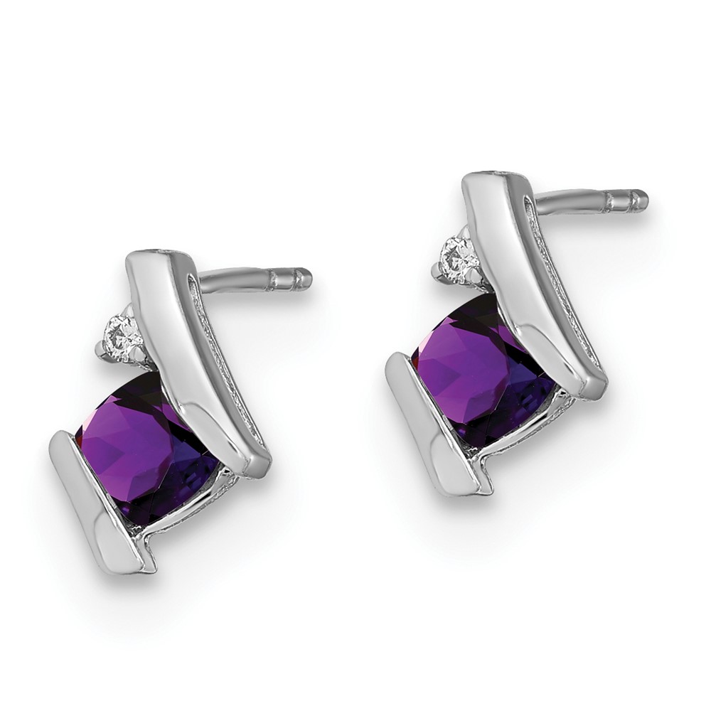 Sterling Silver Antique Cushion Amethyst and Diamond Earrings (EM7398-AM-003-SSA)
