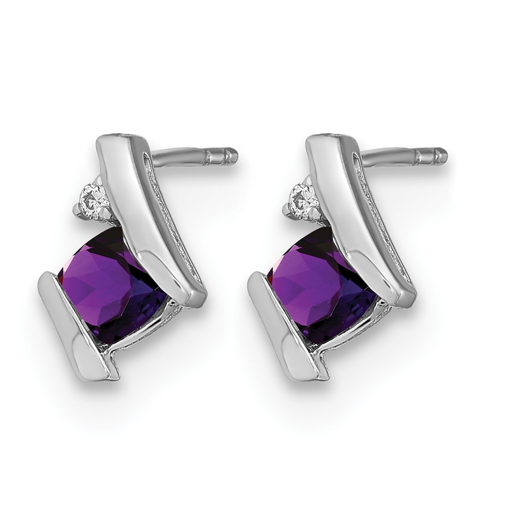 14K White Gold Cushion Amethyst and Diamond Earrings (EM7398-AM-003-WA)
