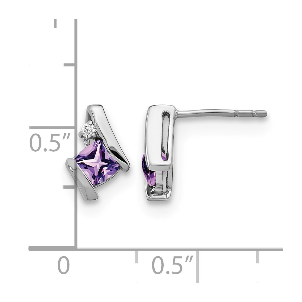 14K White Gold Cushion Amethyst and Diamond Earrings (EM7398-AM-003-WA)