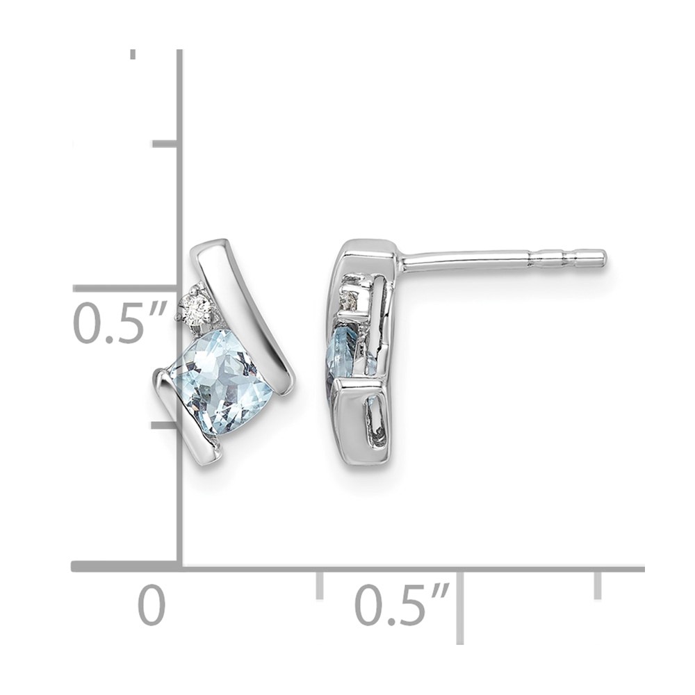 10k White Gold Cushion Aquamarine and Diamond Earrings (EM7398-AQ-003-1WA)