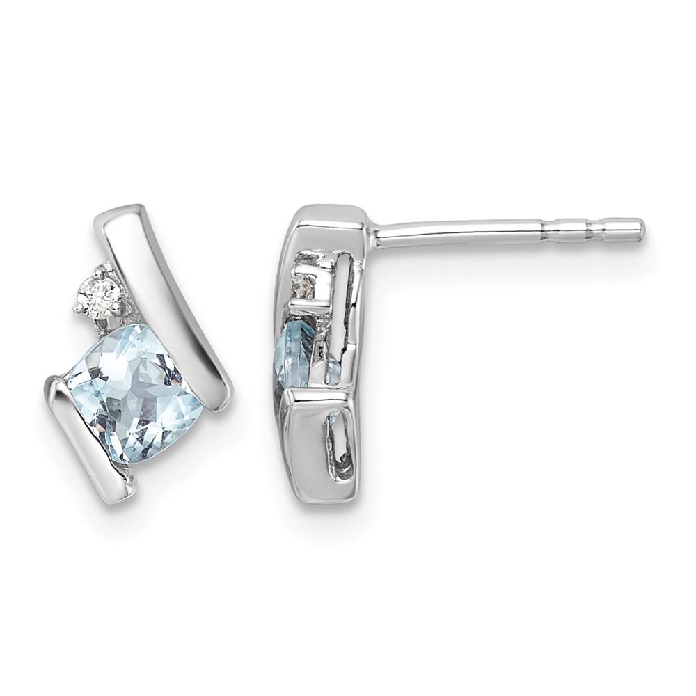 10k White Gold Cushion Aquamarine and Diamond Earrings (EM7398-AQ-003-1WA)