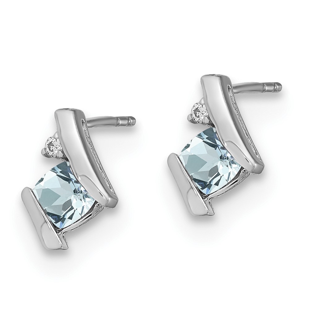 Sterling Silver Antique Cushion Aquamarine and Diamond Earrings (EM7398-AQ-003-SSA)