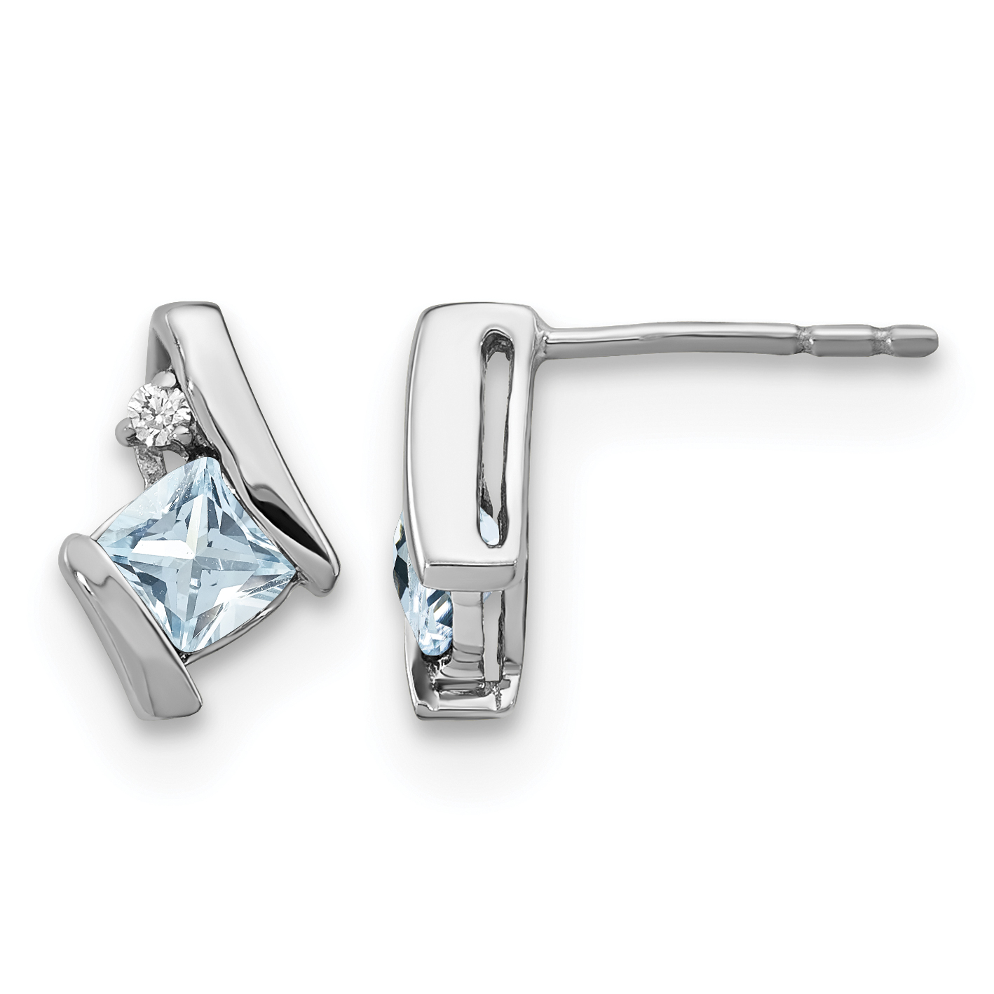 Sterling Silver Antique Cushion Aquamarine and Diamond Earrings (EM7398-AQ-003-SSA)