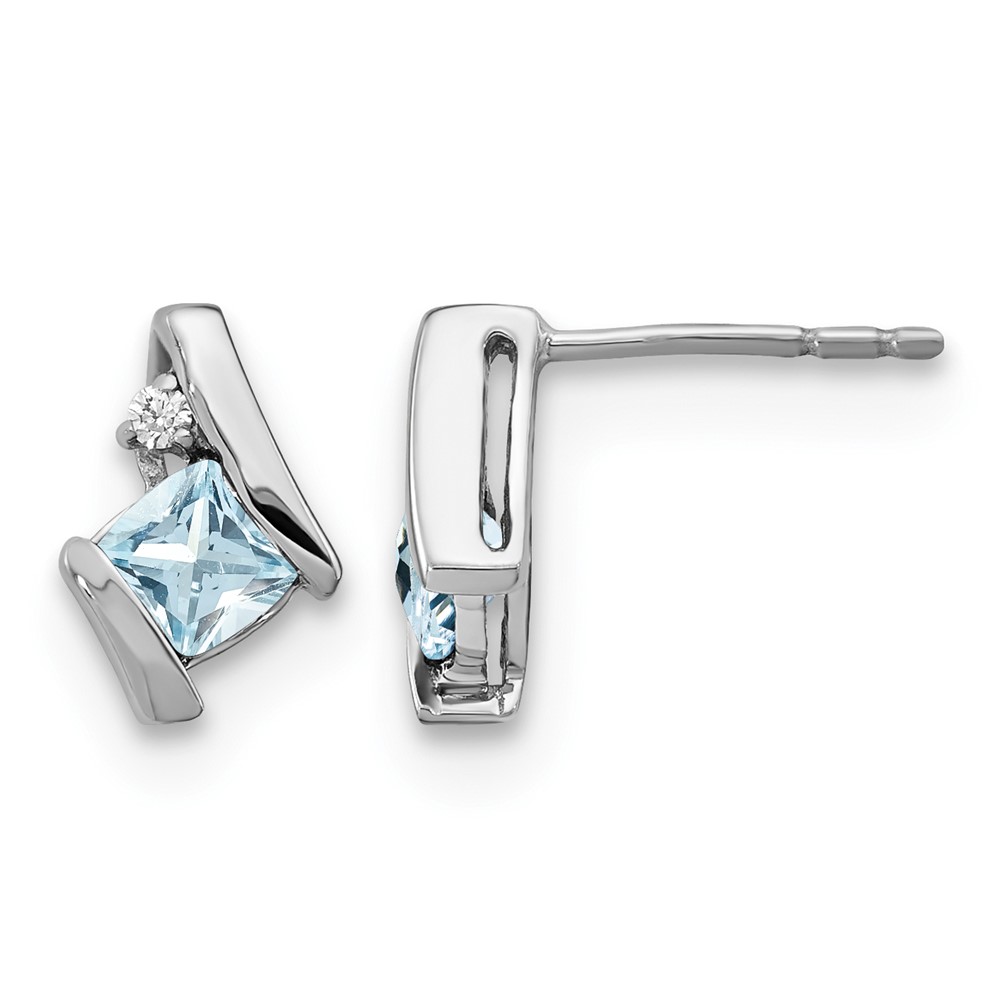 Sterling Silver Antique Cushion Aquamarine and Diamond Earrings (EM7398-AQ-003-SSA)