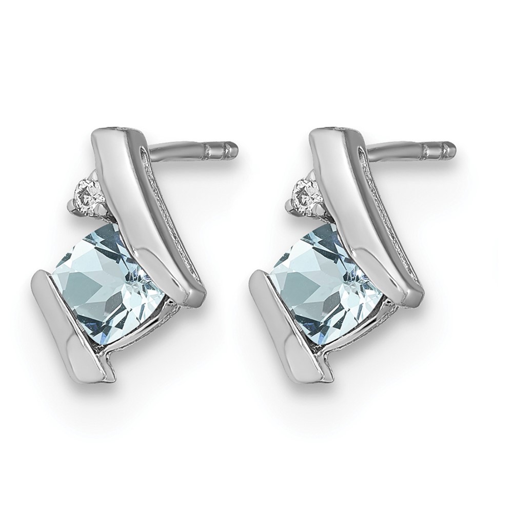 14K White Gold Cushion Aquamarine and Diamond Earrings (EM7398-AQ-003-WA)