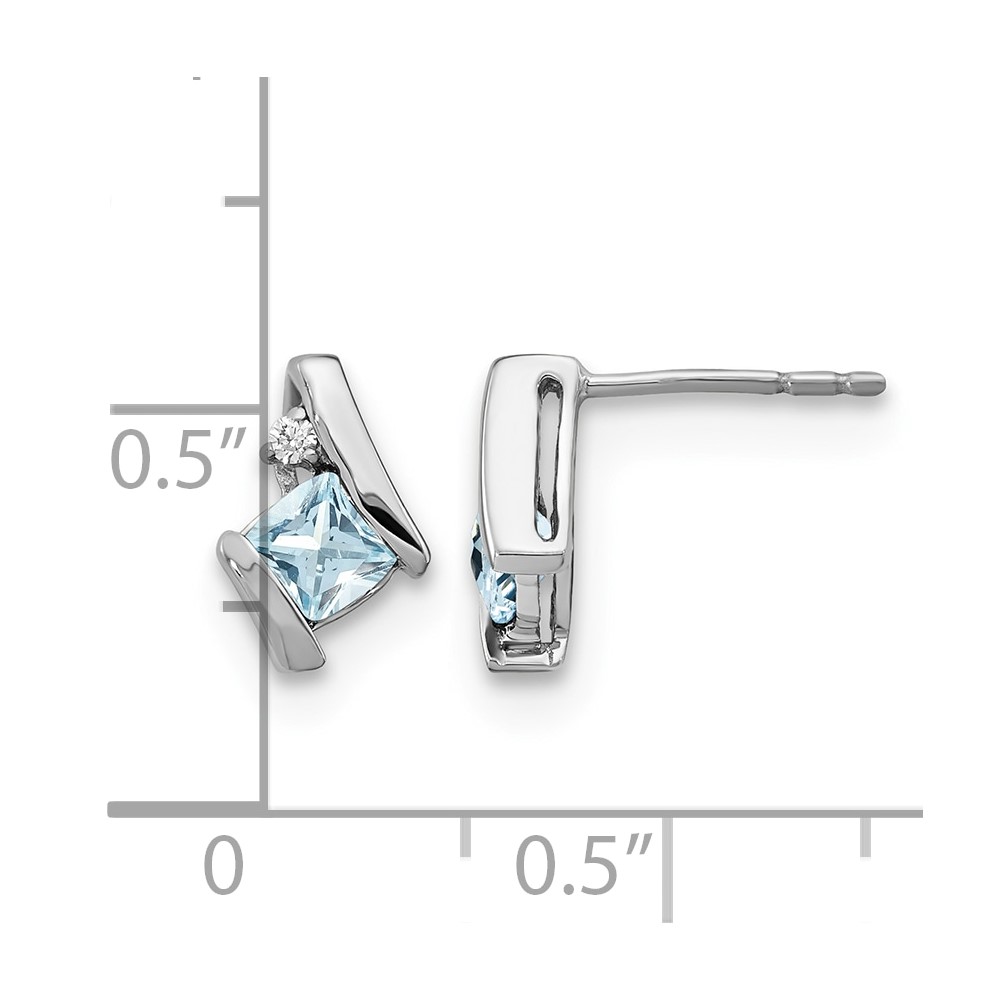 14K White Gold Cushion Aquamarine and Diamond Earrings (EM7398-AQ-003-WA)