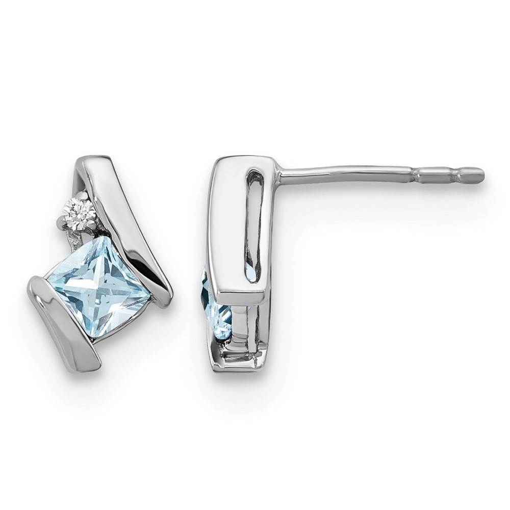 14K White Gold Cushion Aquamarine and Diamond Earrings (EM7398-AQ-003-WA)