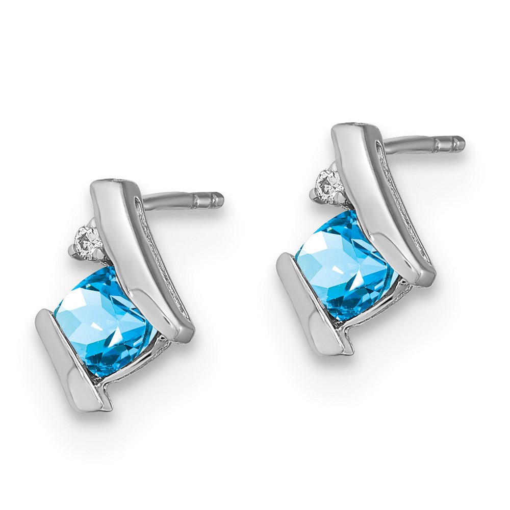Sterling Silver Antique Cushion Blue Topaz and Diamond Earrings (EM7398-BT-003-SSA)