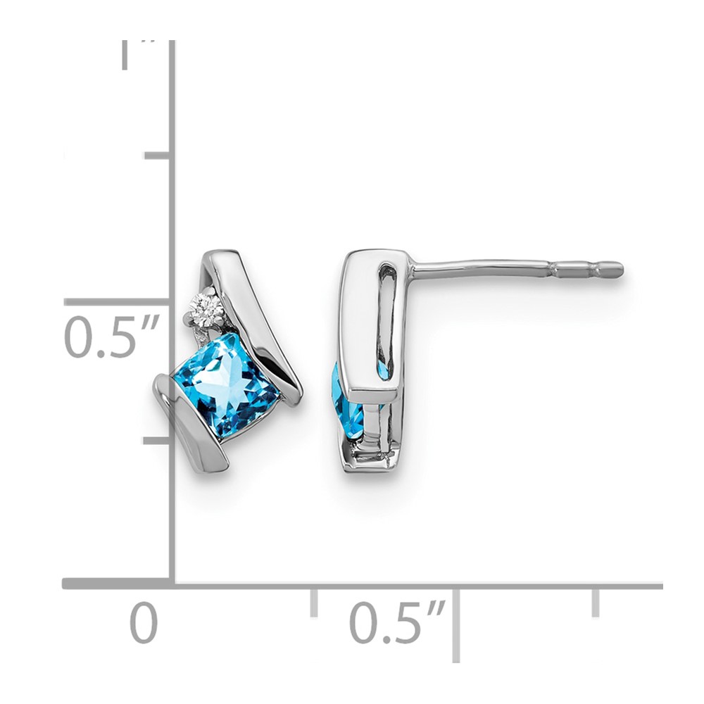 Sterling Silver Antique Cushion Blue Topaz and Diamond Earrings (EM7398-BT-003-SSA)