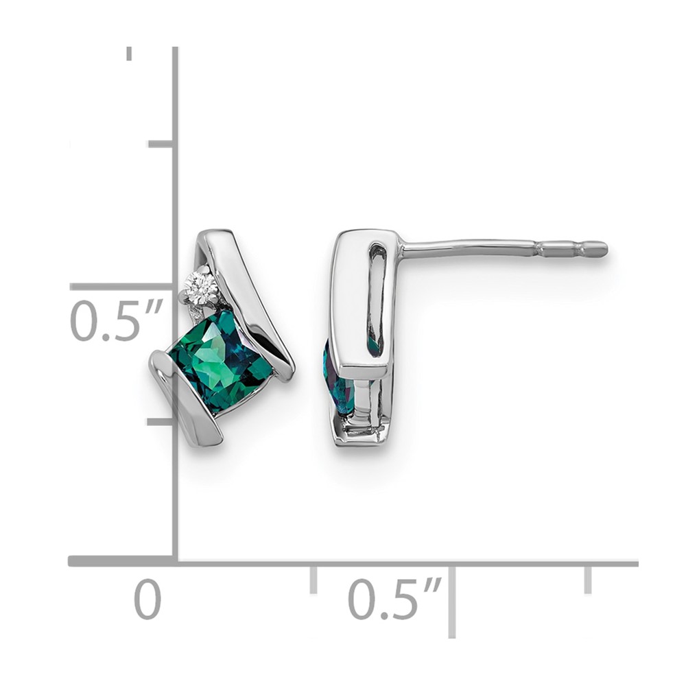 10k White Gold Cushion Cr. Alexandrite and Diamond Earrings (EM7398-CA-003-1WA)