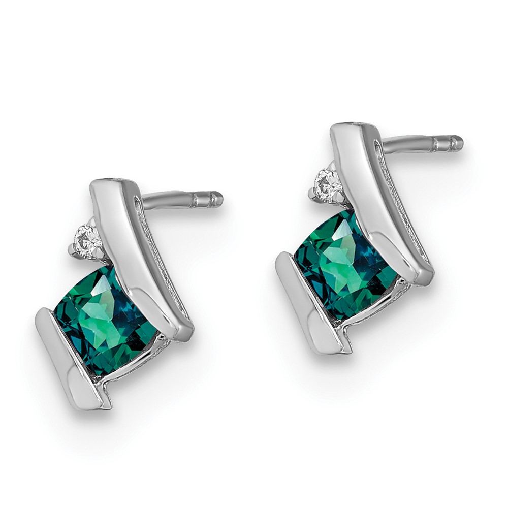 Sterling Silver Antique Cushion Cr. Alexandrite and Diamond Earrings (EM7398-CA-003-SSA)