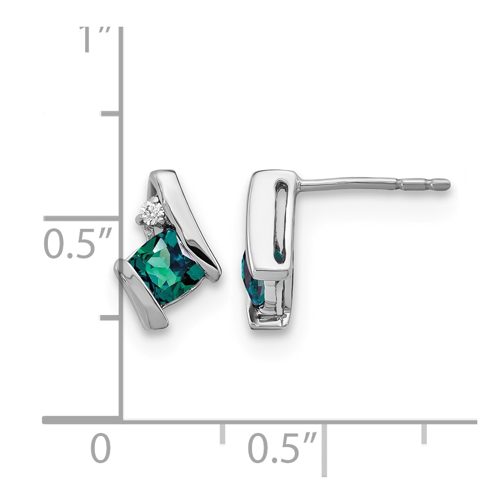 Sterling Silver Antique Cushion Cr. Alexandrite and Diamond Earrings (EM7398-CA-003-SSA)