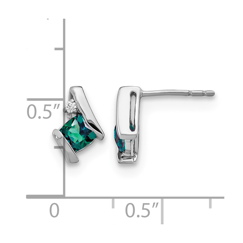 14K White Gold Cushion Cr. Alexandrite and Diamond Earrings (EM7398-CA-003-WA)
