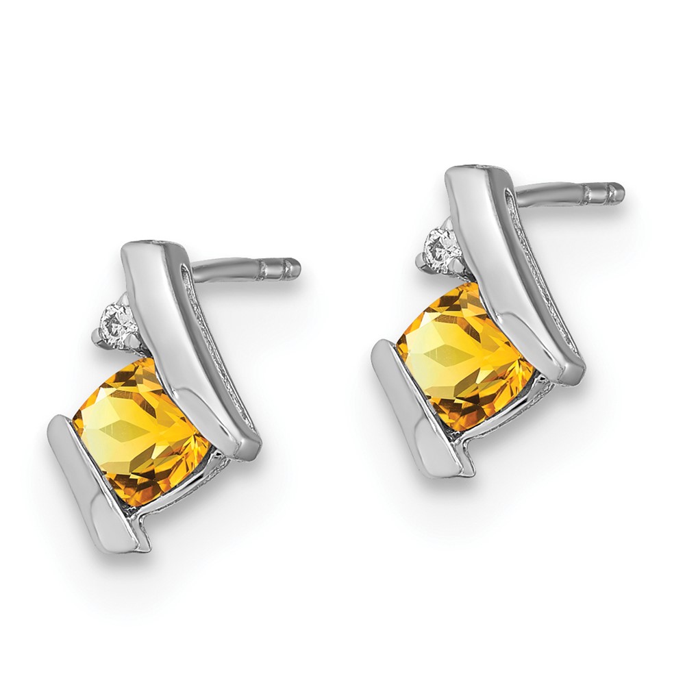 10k White Gold Cushion Citrine and Diamond Earrings (EM7398-CI-003-1WA)