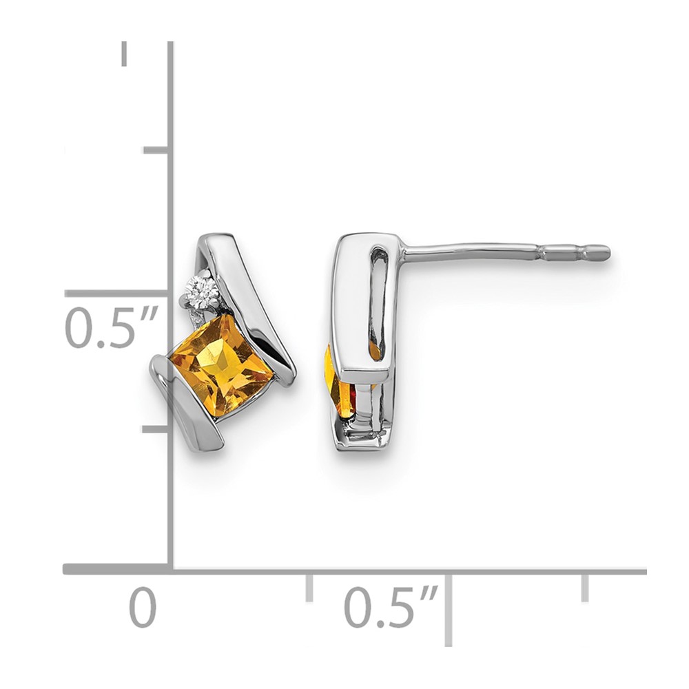 10k White Gold Cushion Citrine and Diamond Earrings (EM7398-CI-003-1WA)