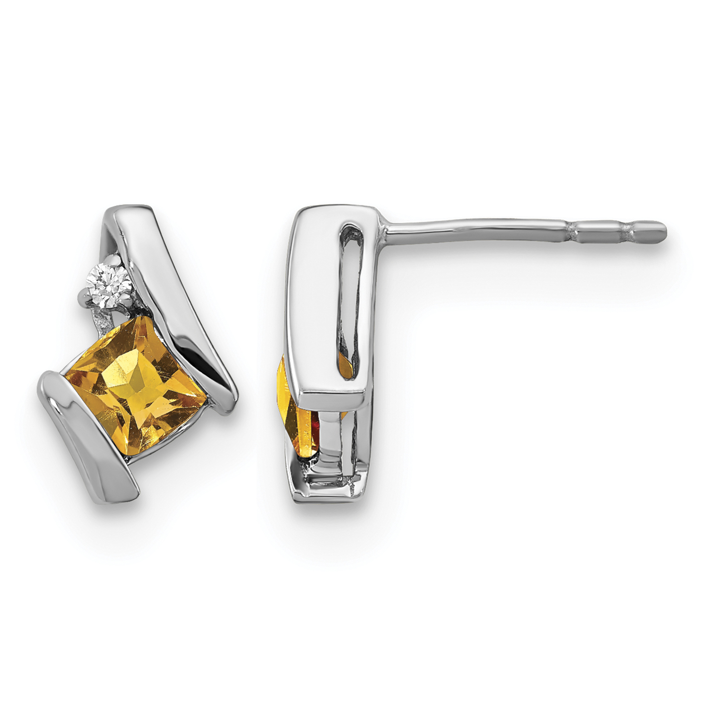 Sterling Silver Antique Cushion Citrine and Diamond Earrings (EM7398-CI-003-SSA)
