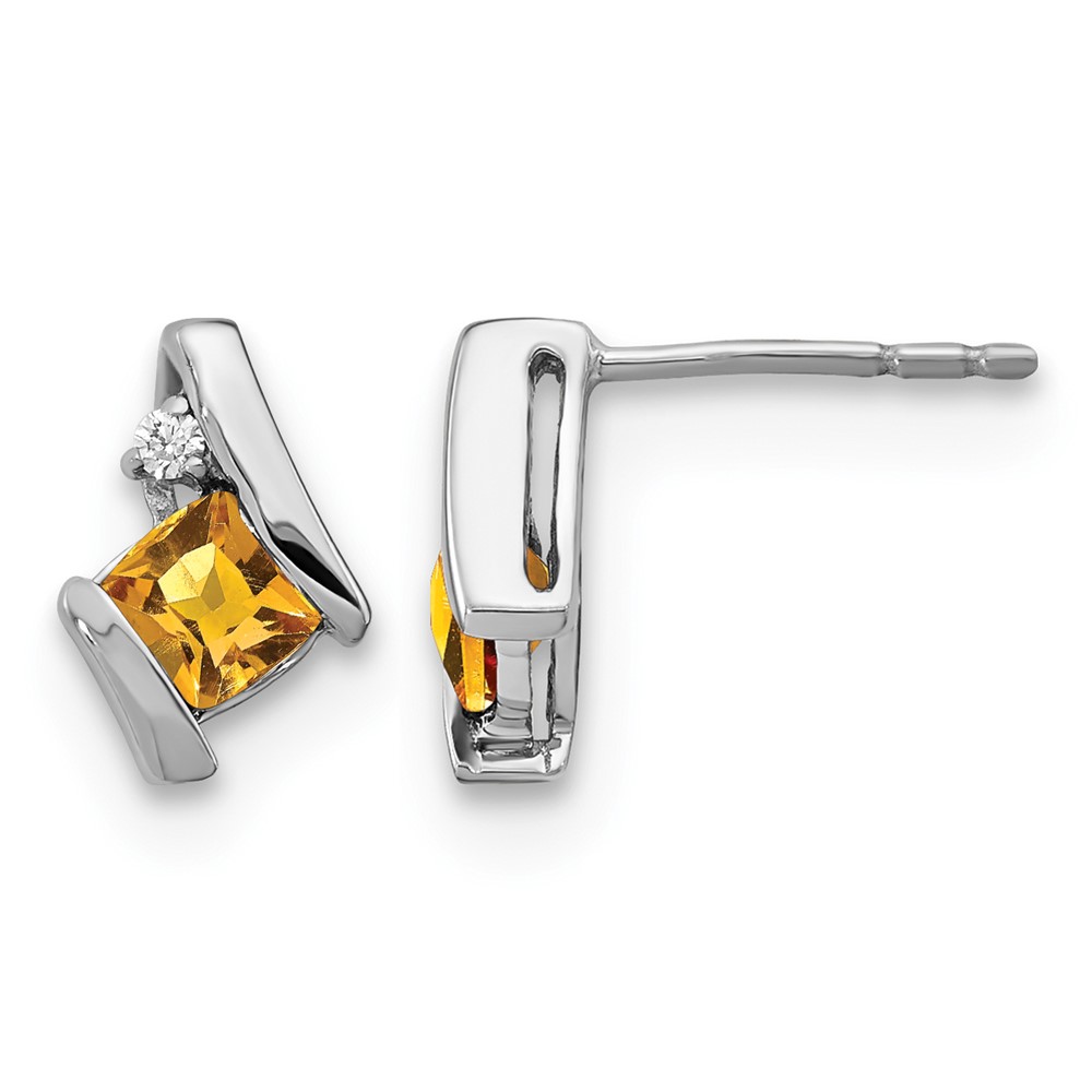 Sterling Silver Antique Cushion Citrine and Diamond Earrings (EM7398-CI-003-SSA)