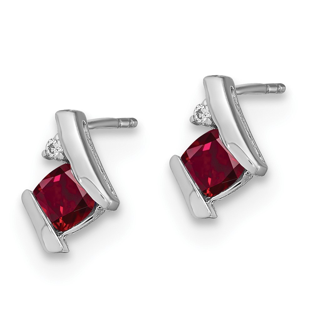 Sterling Silver Antique Cushion Cr. Ruby and Diamond Earrings (EM7398-CRU-003-SSA)