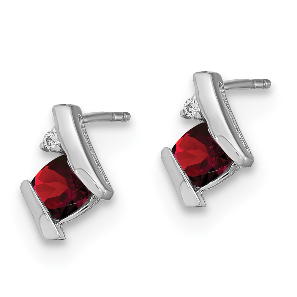 10k White Gold Cushion Garnet and Diamond Earrings (EM7398-GA-003-1WA)