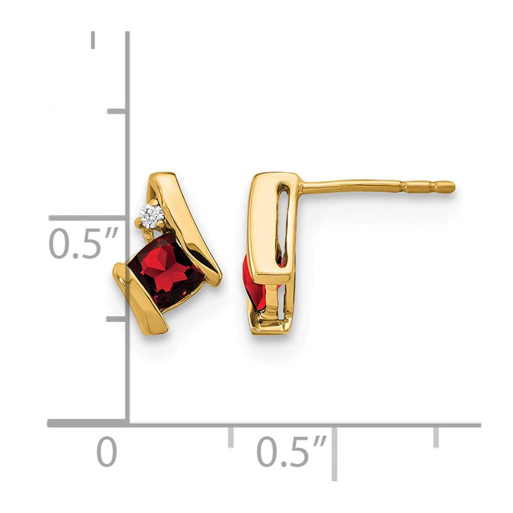 10k Yellow Gold Cushion Garnet and Diamond Earrings (EM7398-GA-003-1YA)