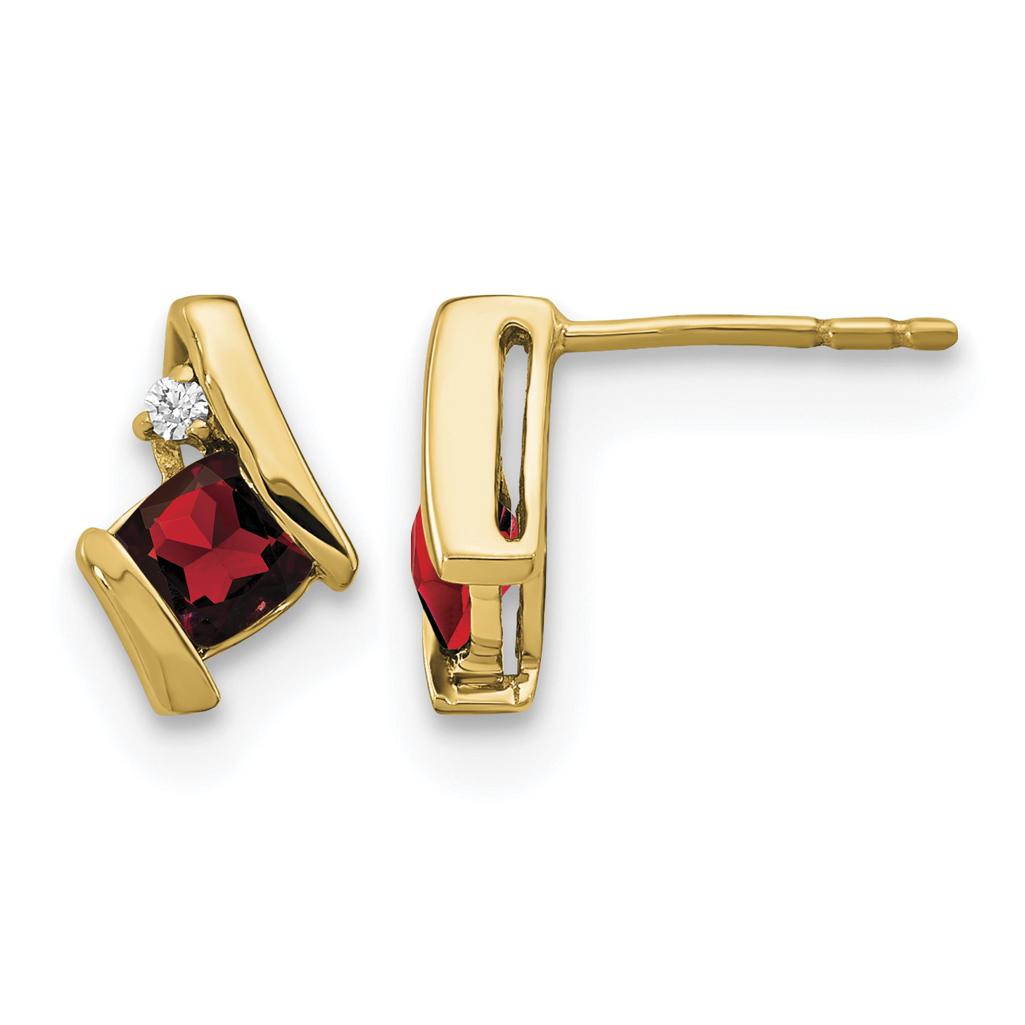 10k Yellow Gold Cushion Garnet and Diamond Earrings (EM7398-GA-003-1YA)