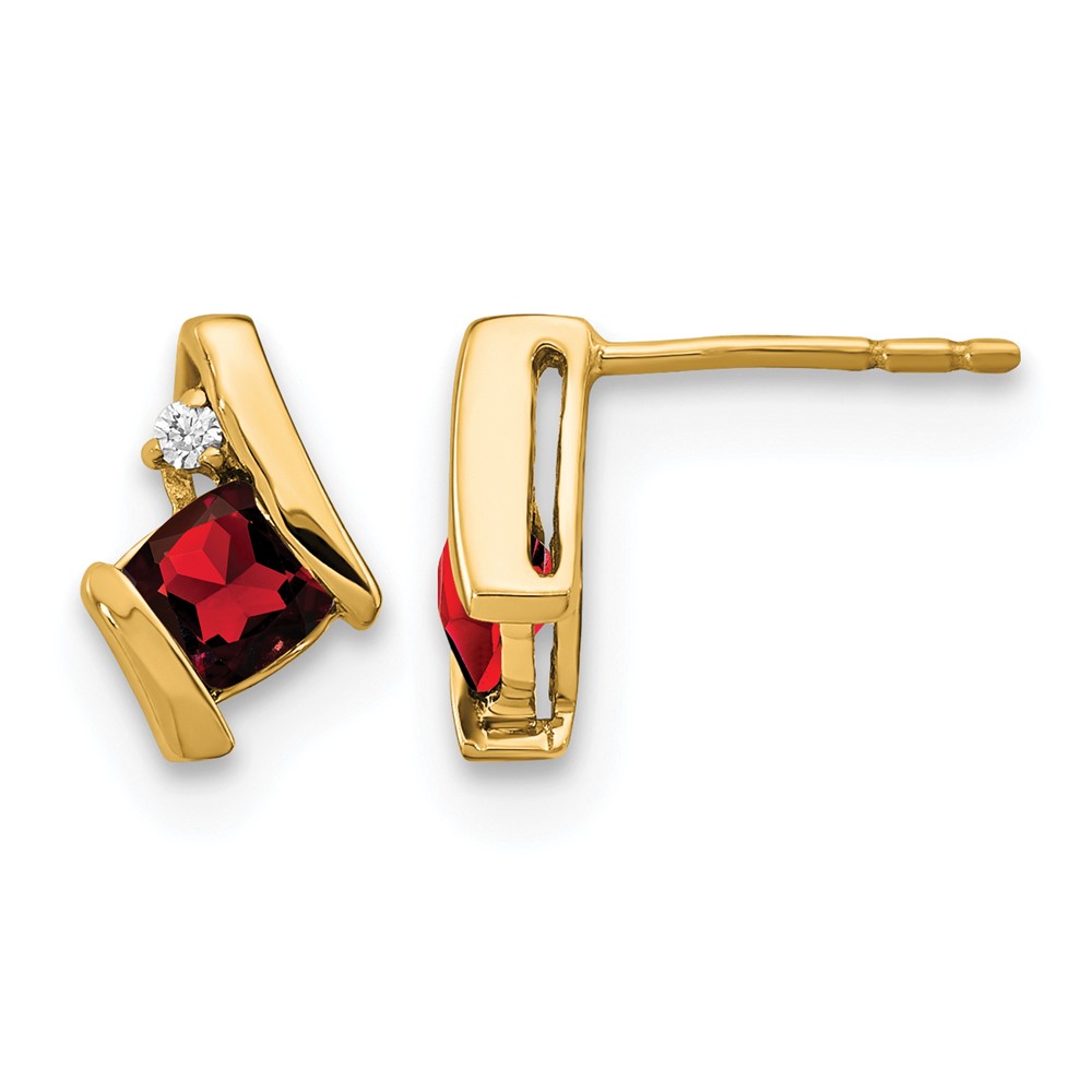 10k Yellow Gold Cushion Garnet and Diamond Earrings (EM7398-GA-003-1YA)