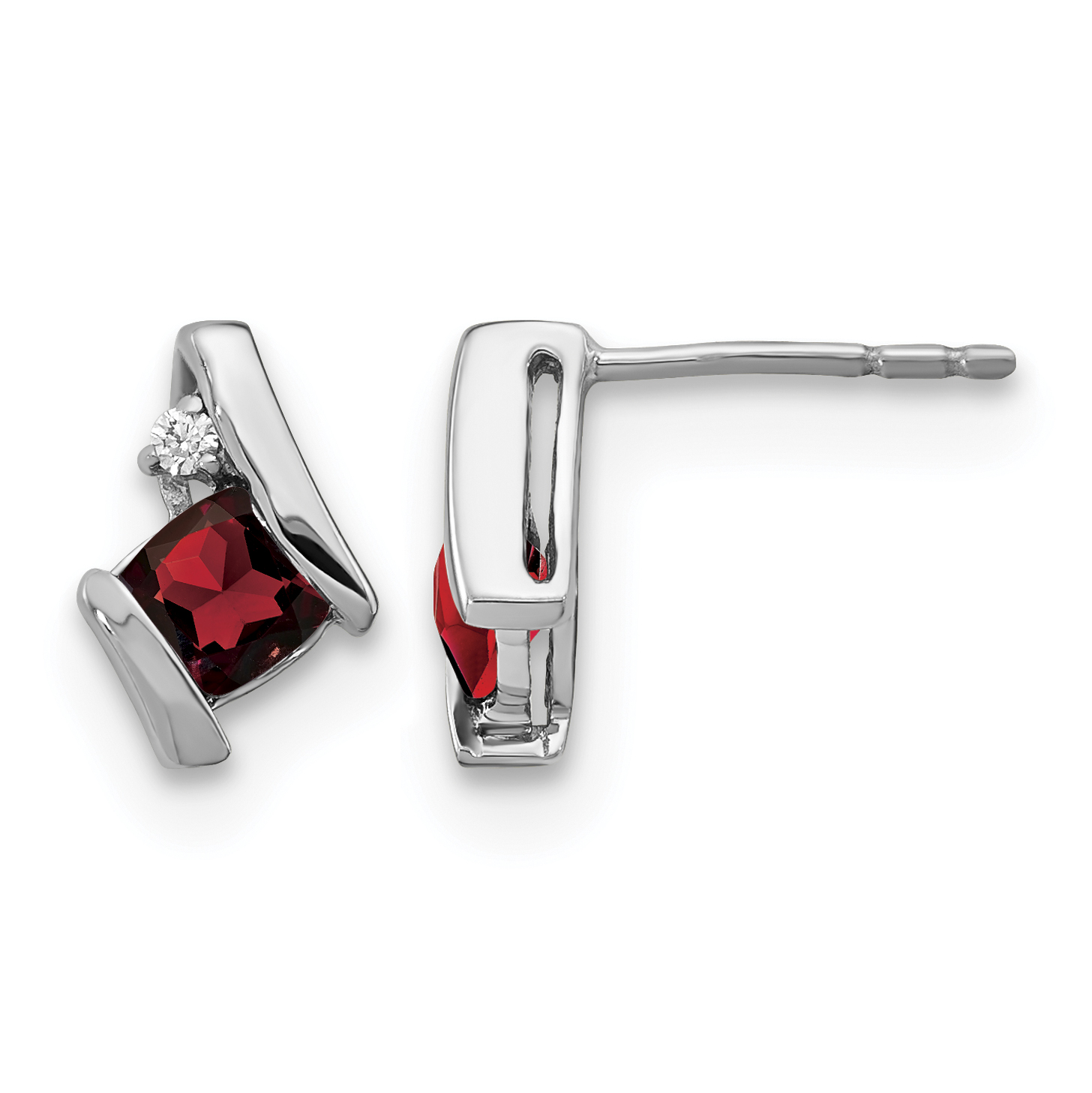 Sterling Silver Antique Cushion Garnet and Diamond Earrings (EM7398-GA-003-SSA)
