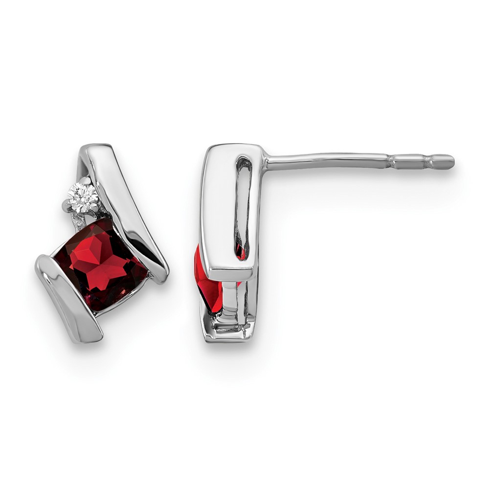 Sterling Silver Antique Cushion Garnet and Diamond Earrings (EM7398-GA-003-SSA)
