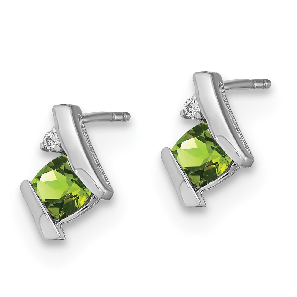 10k White Gold Cushion Peridot and Diamond Earrings (EM7398-PE-003-1WA)