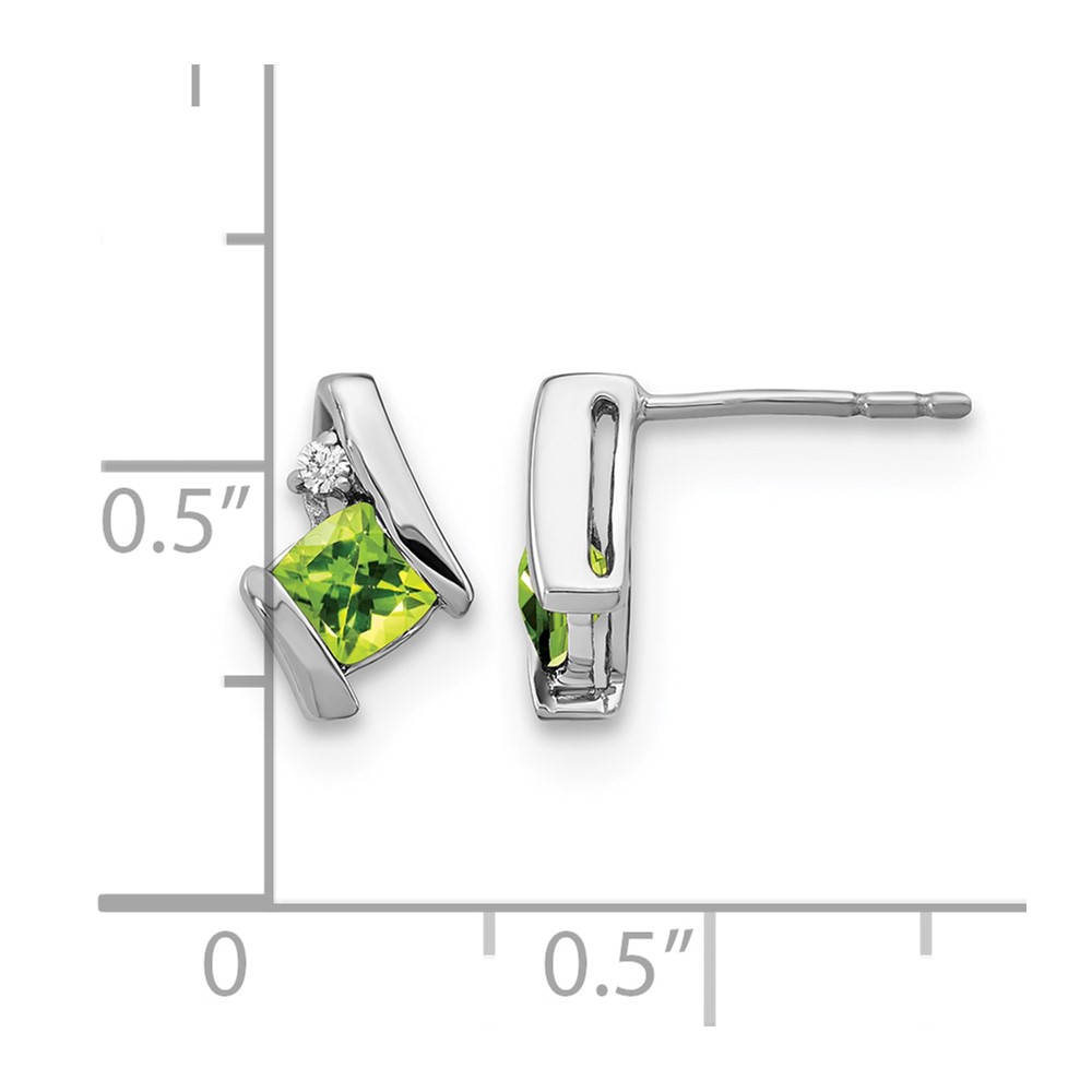10k White Gold Cushion Peridot and Diamond Earrings (EM7398-PE-003-1WA)